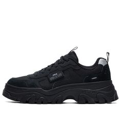 (WMNS) FILA Hike Low Chunky Sneakers GS Black F12W134158FBK (SNKR/Low Top/Women's/Non-Slip/Dad Shoes/Wear-resistant/Gift Recommend/Shock-absorbing) Sporty Chunky Sneakers With Vulcanized Sole, Casual Black Chunky Sneakers With Vibram Sole, Sporty Chunky Sneakers With Lug Sole For Streetwear, Black Sneakers With Lug Sole For Streetwear, Casual Sneakers With Vibram Sole For Streetwear, Sporty Chunky Sneakers With Vulcanized Sole For Streetwear, Urban Chunky Sneakers For Jogging, Trendy Low-top Sneakers With Vibram Sole, Trendy Streetwear Sneakers With Vibram Sole