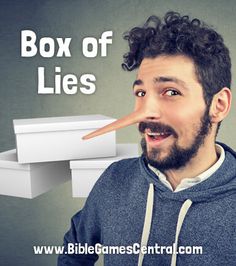 a man making a funny face with his tongue sticking out from the box of lies