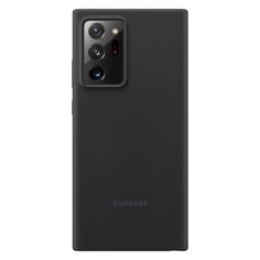 the back view of an samsung note 20 pro phone in dark grey, with its camera facing