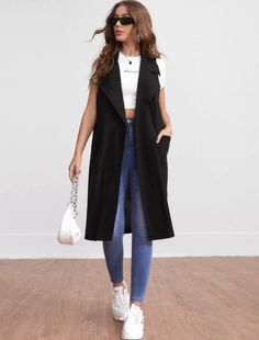 Sleeveless Coat Outfit Summer, Gilet Outfit Women, Gilet Outfit, Classy Ootd