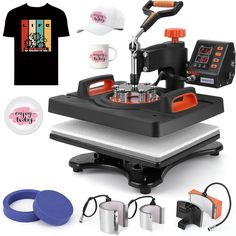 an image of a t - shirt printing machine with accessories for the printer and other items