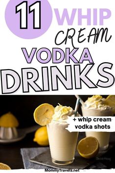 two glasses filled with ice cream and topped with lemons