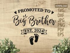 a wooden sign with the words,'promote to big brother est 2020'on it