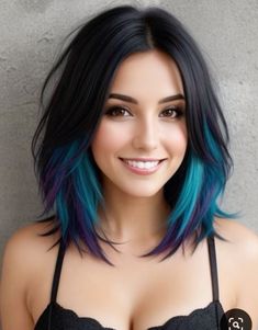 Short Hair With Blue Highlights, Winter Vivid Hair Color, Funky Hair Color Ideas, Teal Ombre Hair, Attractive Hairstyles, Hair Color Asian, Funky Hair, Red Blonde Hair, Girl Hair Colors