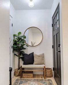 the entryway is clean and ready for guests to use it as a seating area