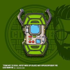 an image of a green robot with glasses on it