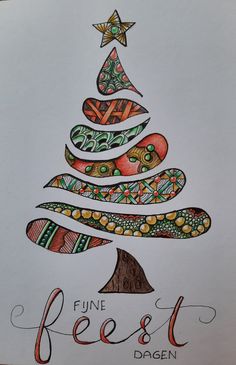 a drawing of a christmas tree with the words fun fest written on it