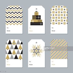 four gift tags with gold and black designs on them royalty - art fotor