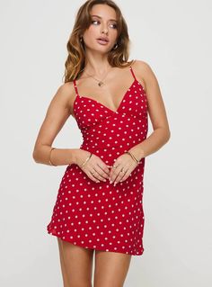 Chara Mini Dress Red Red Sundress, Mini Dress Red, Red Polka Dot Dress, Black Polka Dot Dress, Red Polka Dot, Red Mini Dress, Black Polka Dot, Polka Dot Print, Cami Dress