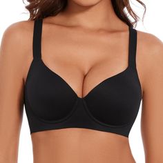 PRICES MAY VARY. 【Ultra Soft Underwire Bras for Women】: 38.5% spandex gives this bra more stretch than most push-up bras on the market. The microfiber fabric is soft against their skin and the fine hole details on the side wings help with ventilation. 【Smooth Comfort Band】: This full-support seamless bra has a smooth comfort band under the bust and wide wings that create a soft base for clothing. "It smooths your back and underarms and you can wear it for 18 hours and it doesn’t hurt." raved one Full Cup Bra Design, Minimizer Bras, Underwire Bras, Accessory Inspo, Minimiser Bra, Full Cup Bra, Big Bust, Plus Size Bra, Everyday Bra