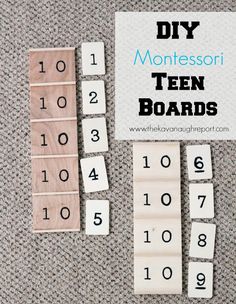 the diy montessor ten boards are laid out on the floor with numbers