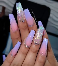 Lilac Nails, Winter Nails Acrylic, Acrylic Coffin