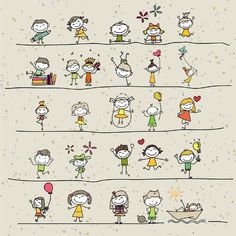 children's drawings on wires in the style of doodles, which are hand drawn