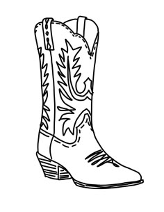 a black and white drawing of a cowboy boot