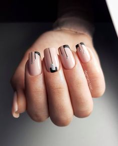 50 Beautiful Nail Designs Made With Nude Polish Nude Short Nail Designs, Black And Nude Nails, Occasion Nails, Nude Polish, Glitter Accent Nails, August Nails, Nude Nail Polish, Nude Nail, Nude Nail Designs