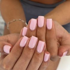 #cleannails #nails #pink #acrylicnails #acrylic Baby Pink Natural Nails, Pink Manicure Gel, Pink Biab Nails, Nails Baby Pink, Sqaure Nails, Nails Sets, Pink Tip Nails, Hoco Nails, Baby Pink Nails