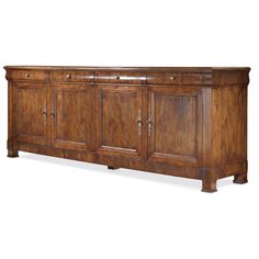 a large wooden cabinet with doors and drawers