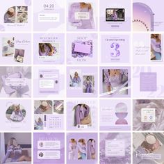 a collage of photos with lavender hues