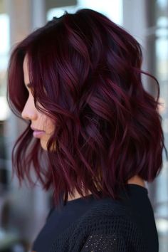 43 Burgundy Hair Ideas That Will Make You Want to Book a Salon Appointment Berry Hair Color Plum, Burgundy Hair Ideas, Jayne Matthews, Dark Burgundy Hair, Wine Red Hair