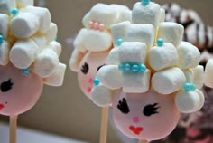 there are marshmallows in the shape of hair on sticks