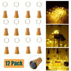 12 pack solar powered wine bottle lights with cork stoppers for party favors, wedding decorations