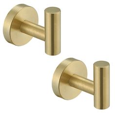 pair of brass - plated wall mounted toilet paper holders with round handles, set of 2