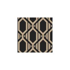 a black and white geometric pattern on a wallpapered surface with an area rug in the middle