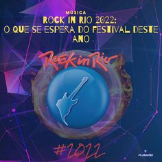 the rock in rio festival poster with an electric guitar on it's back ground