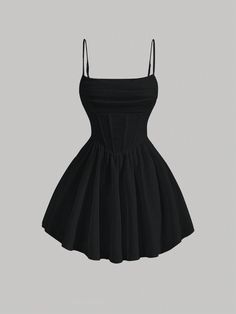 Negro Casual Collar sin mangas Tela tejida Liso Tirantes Embellished Elástico Ligero Black Short Dress Prom, Black Mini Prom Dress, Cute Black Dresses Short, Black Corset Dress Short, Mini Prom Dresses Short, Prom Dresses Short Black, Cute Black Dresses, Black Simple Dress