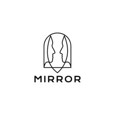 the word mirror is written in black and white with an image of a person's face