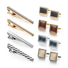 Product Information: Elevate your formal attire with our sophisticated 4 Sets Tie Clips & Cufflinks Set, complete with a stylish storage box. Formal Suit And Tie Accessories For Father's Day, Cufflinks For Father's Day Gift, Elegant Suit And Tie Accessories With Gift Box, Elegant Suit And Tie Accessories Gift Box, Silver Elegant Suit And Tie Accessories For Gift, Elegant Silver Suit And Tie Accessories For Gift, Father's Day Jewelry Gift With Ties, Classic Jewelry Gift For Father's Day, Classic Jewelry Gift Box For Father's Day