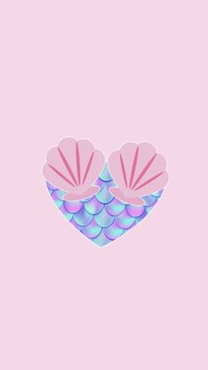 a pink background with two shell shaped objects in the shape of hearts on top of each other