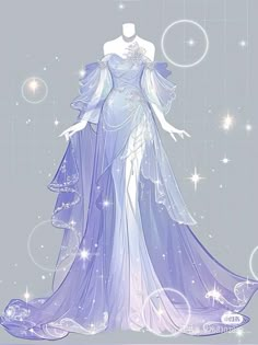 an illustration of a woman in a blue dress with stars on the back and shoulders