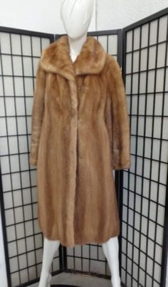 DESCRIPTION: BEAUTIFUL & VERY STYLISH PASTEL MINK FUR COAT FOR WOMEN. THE COLLAR TYPE IS "SHAWL" AND IT CLOSES WITH HOOK & EYE AND HAS TWO SIDE POCKETS. THIS ITEM IS PRE-OWNED: THE FUR AND INSIDE LINING ARE "MINT", THE SECOND BEST CONDITION POSSIBLE! AFTER BUYING THIS ITEM, IT WOULD BE VERY MUCH APPRECIATED IF YOU COULD PROVIDE YOUR HEIGHT, WEIGHT AND BUST CIRCUMFERENCE, SO WE CAN ADJUST THE COAT TO YOUR SIZE, BEFORE SHIPPING, IF NEEDED. IT WILL ALSO HELP US TO SHIP YOUR ITEM SOONER, THANK YOU! Classic Long Fur Coat For Formal Occasions, Full Length Fall Outerwear, Classic Long Brown Outerwear, Elegant Full-length Outerwear For Fall, Elegant Full Length Outerwear For Fall, Classic Mink-colored Formal Outerwear, Classic Mink Color Formal Outerwear, Classic Formal Fur Coat For Fall, Formal Long Sleeve Fur Coat For Winter