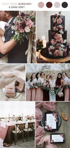 a collage of different wedding colors and details