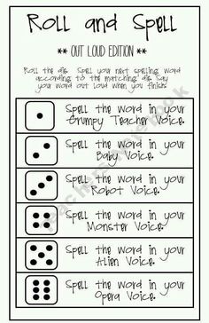 the roll and spell activity sheet for kids to learn how to play with dices