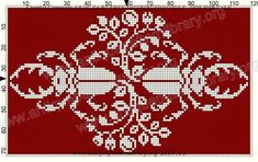 a cross stitch pattern with red roses on the front and white flowers on the back