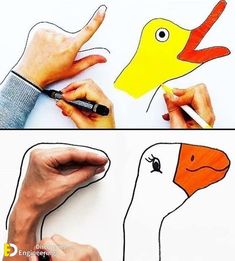 someone is drawing a bird with their fingers