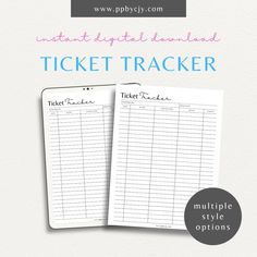 two ticket trackers with the text, ultimate digital handheld ticket tracker multiple styles options