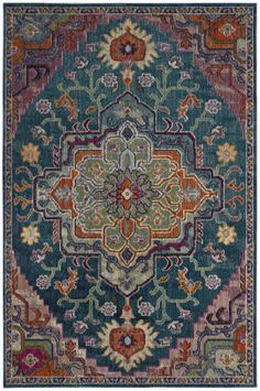 Safavieh Crystal Crs501t Teal - Rose Area Rug Teal Rug, Crystal Power, Vintage Medallion, Square Area Rugs, Colorful Rug, Area Rug Collections, Medallion Rug, Orange Area Rug, Floral Area Rugs