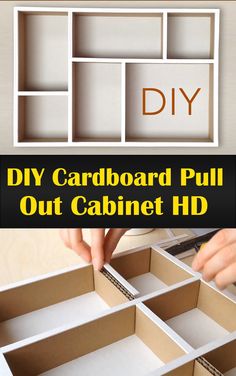 the diy cardboard pull out cabinet is shown