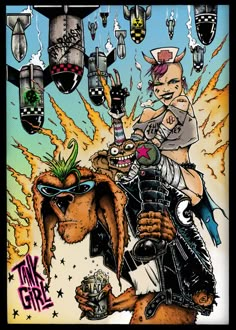 This is a signed A4 tank girl art print. Original art piece. Image has 16 hidden music referances. Printed on high quality matte finish paper. Grunge 90s, Graffiti Lettering, Gorillaz, Art Wall Art, Illustration Character Design