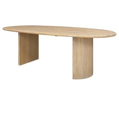 an oval wooden table with curved legs on a white background, viewed from the front