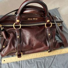 Vintage Miu Miu, Miu Miu Handbags, Miu Miu Bag, Bow Bag, Brown Leather Bag, Leather Bow, Leather Bows