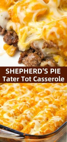 a casserole dish with cheese and meat in it