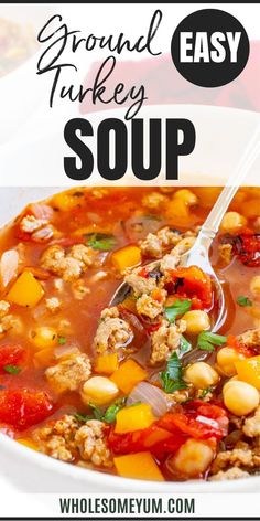 Ground Turkey Soup Ground Turkey Potato Soup Recipes, Hearty Ground Turkey Soup, Ground Turkey Noodle Soup, Easy Ground Turkey Soup, Ground Turkey Soup Keto, Turkey Quinoa Soup Recipes, Soup Recipes Using Ground Turkey, Soup Recipe With Ground Turkey, Soup Made With Ground Turkey