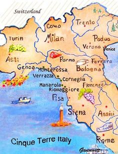 a map of italy with all the towns