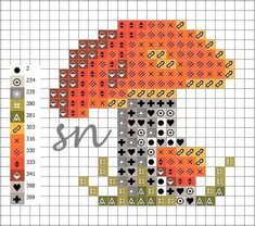 a cross stitch pattern with hearts and crosses on it, as well as the numbers for each