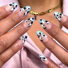 Black White Nails, Dnd Gel Polish, Cow Nails, Painted Nail Art, Animal Print Nails, Instagram Nails