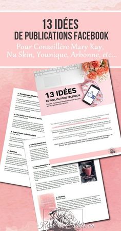 a pink brochure with the words 13 idees de publications facebook